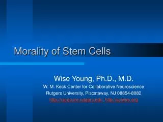 Morality of Stem Cells