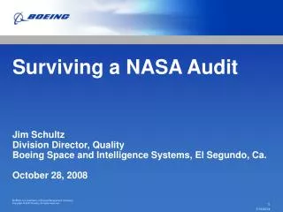 Surviving a NASA Audit