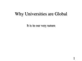 Why Universities are Global