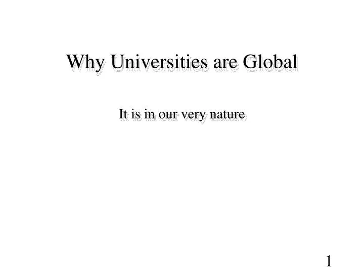 why universities are global