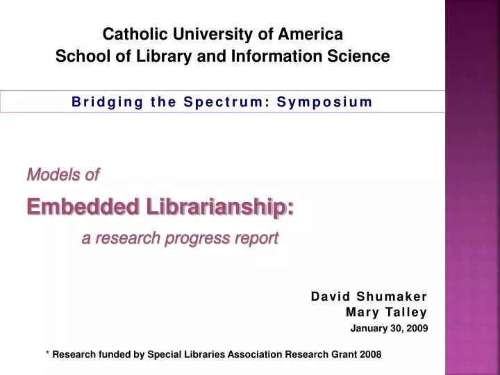 models of embedded librarianship a research progress report