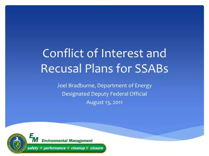 conflict of interest and recusal plans for ssabs