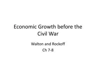 Economic Growth before the Civil War