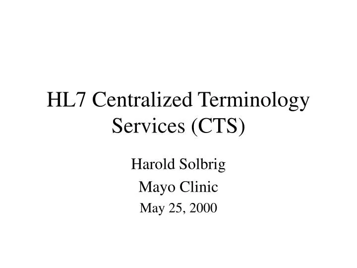 hl7 centralized terminology services cts