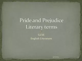 Pride and Prejudice Literary terms