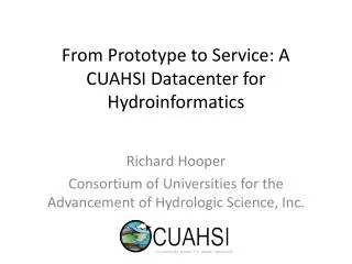from prototype to service a cuahsi datacenter for hydroinformatics