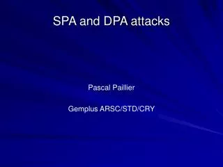 SPA and DPA attacks