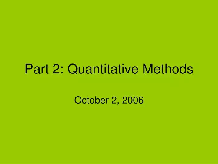 part 2 quantitative methods