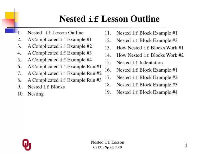 nested if lesson outline
