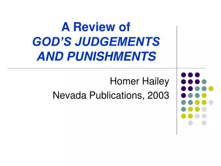 a review of god s judgements and punishments