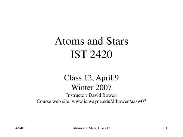 atoms and stars ist 2420