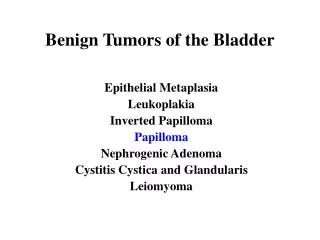 Benign Tumors of the Bladder