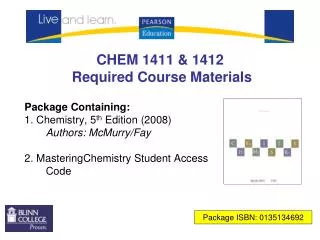CHEM 1411 &amp; 1412 Required Course Materials
