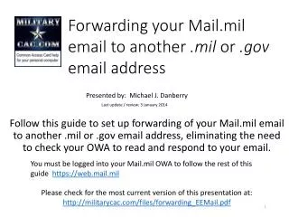 Forwarding your Mail.mil email to another .mil or .gov email address