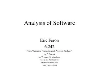 Analysis of Software