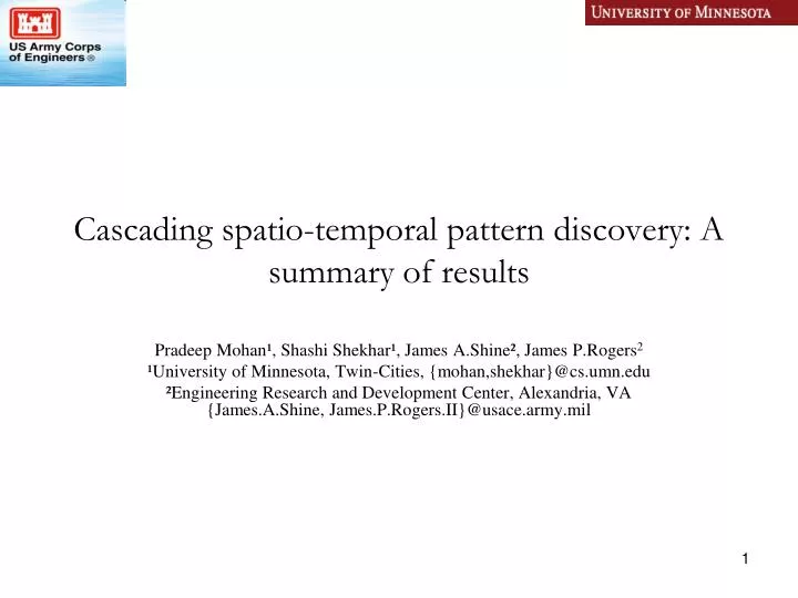 cascading spatio temporal pattern discovery a summary of results