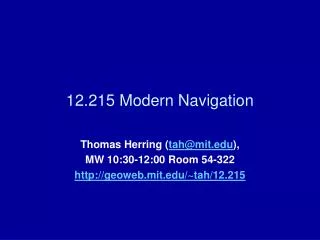 12.215 Modern Navigation