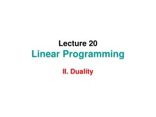 Lecture 20 Linear Programming
