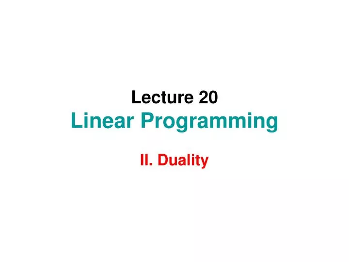lecture 20 linear programming