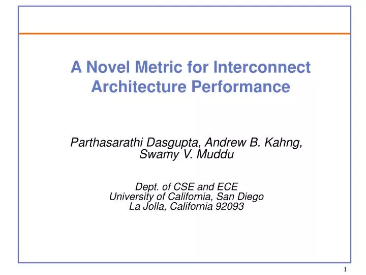 a novel metric for interconnect architecture performance