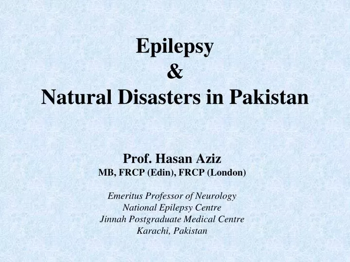 epilepsy natural disasters in pakistan