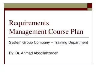 Requirements Management Course Plan