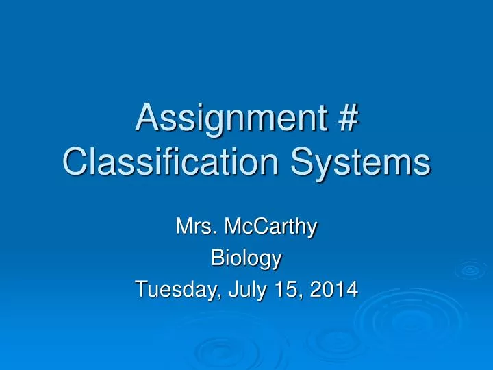 assignment classification systems