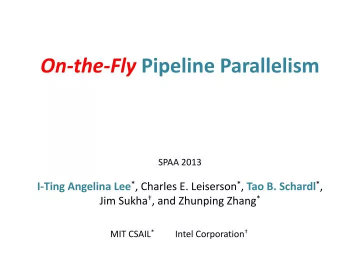 on the fly pipeline parallelism