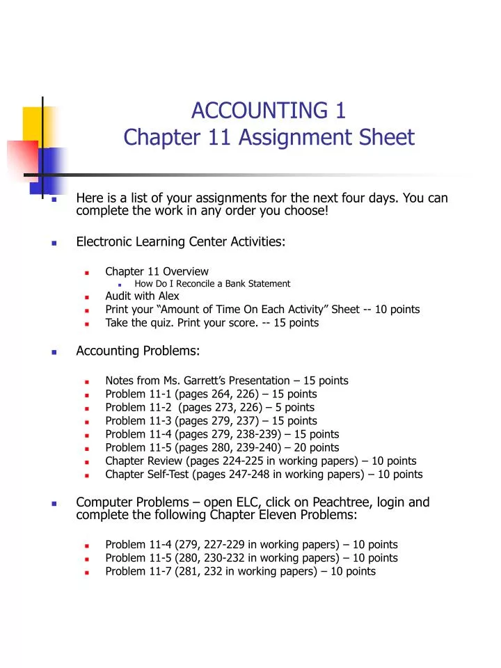 accounting 1 chapter 11 assignment sheet