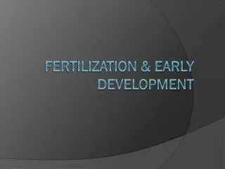 Fertilization &amp; Early Development