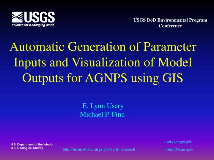 automatic generation of parameter inputs and visualization of model outputs for agnps using gis