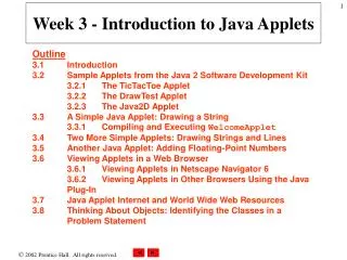 Week 3 - Introduction to Java Applets