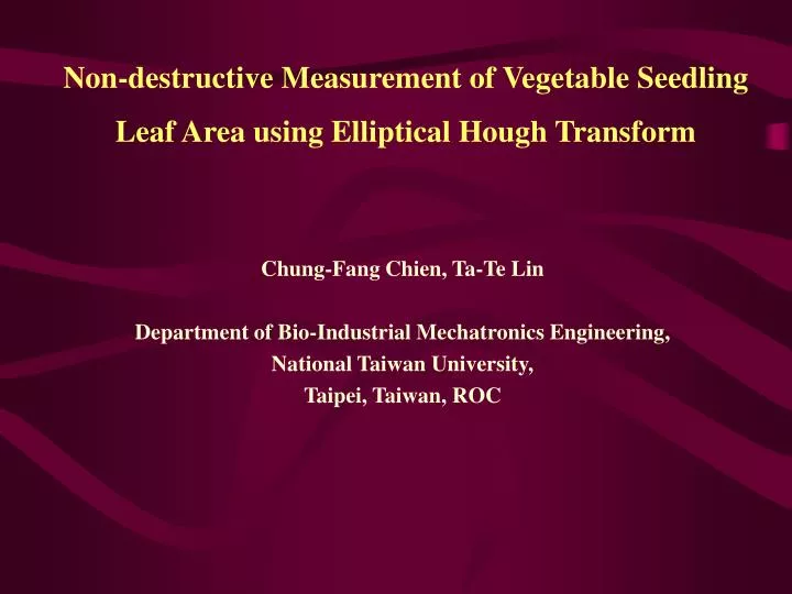 non destructive measurement of vegetable seedling leaf area using elliptical hough transform