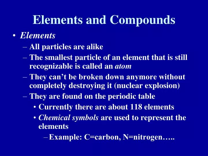 elements and compounds