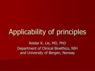 applicability of principles
