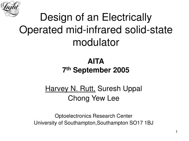 design of an electrically operated mid infrared solid state modulator