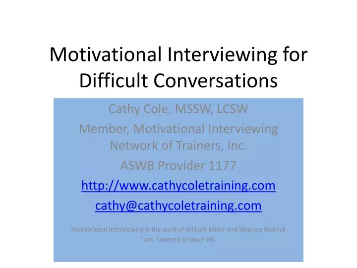 motivational interviewing for difficult conversations