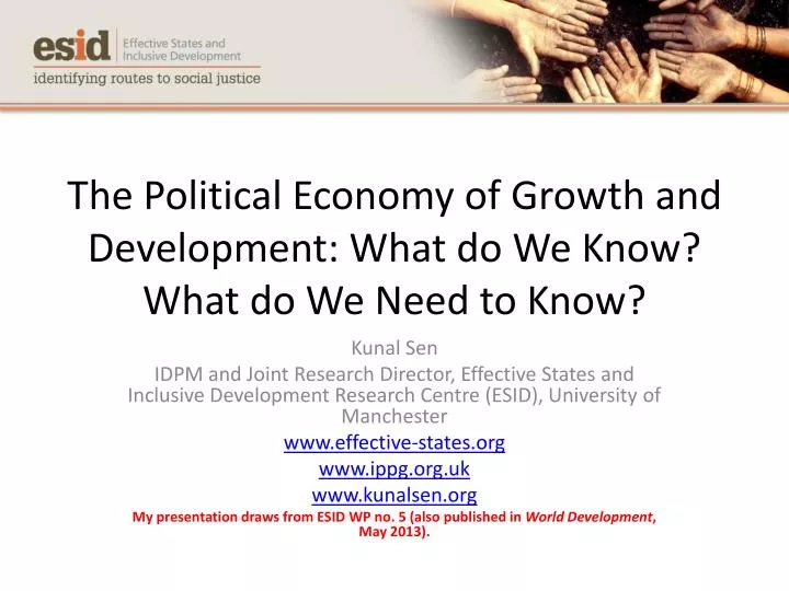 the political economy of growth and development what do we know what do we need to know