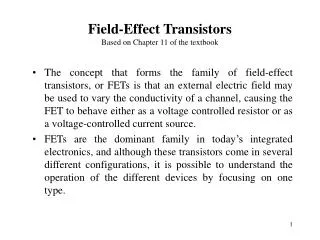 Field-Effect Transistors Based on Chapter 11 of the textbook