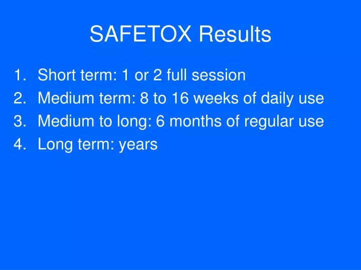 safetox results