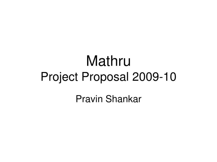mathru project proposal 2009 10