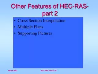 Other Features of HEC-RAS- part 2