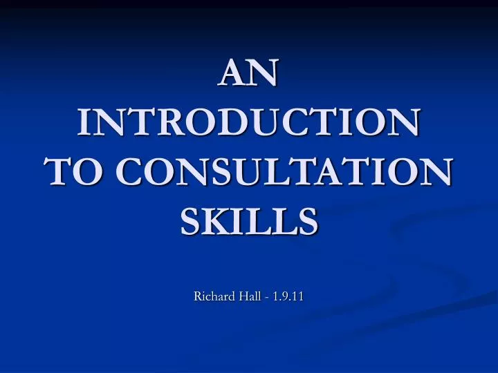 an introduction to consultation skills