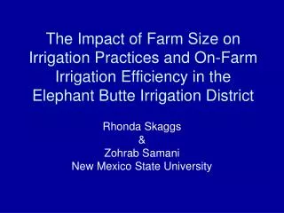 The Impact of Farm Size on Irrigation Practices and On-Farm Irrigation Efficiency in the Elephant Butte Irrigation Distr