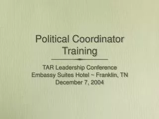 Political Coordinator Training