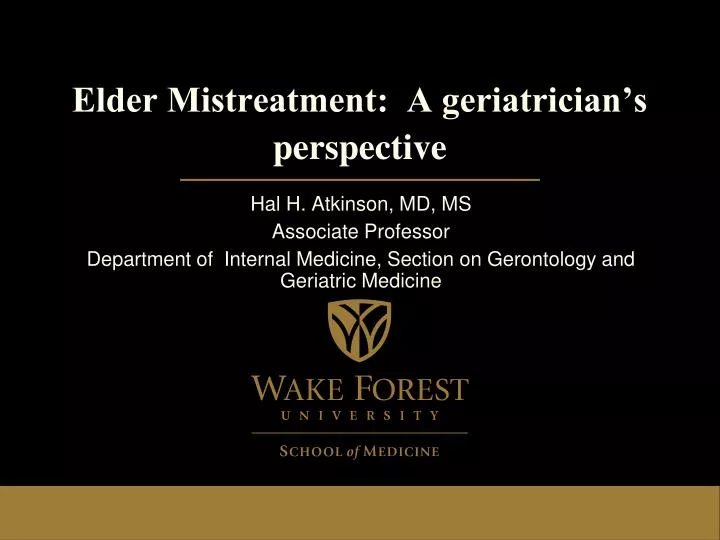 elder mistreatment a geriatrician s perspective