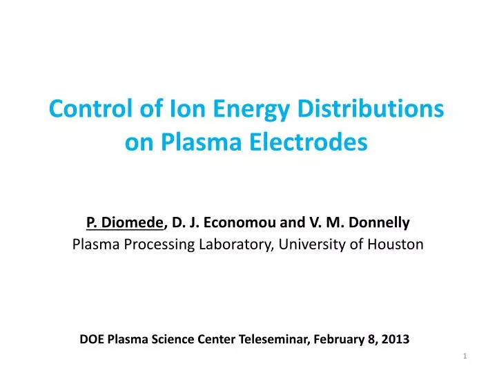 control of ion energy distributions on plasma electrodes