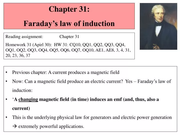 PPT - Chapter 31 : Faraday’s Law Of Induction PowerPoint Presentation ...