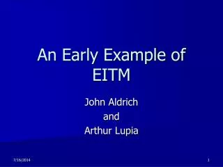 An Early Example of EITM