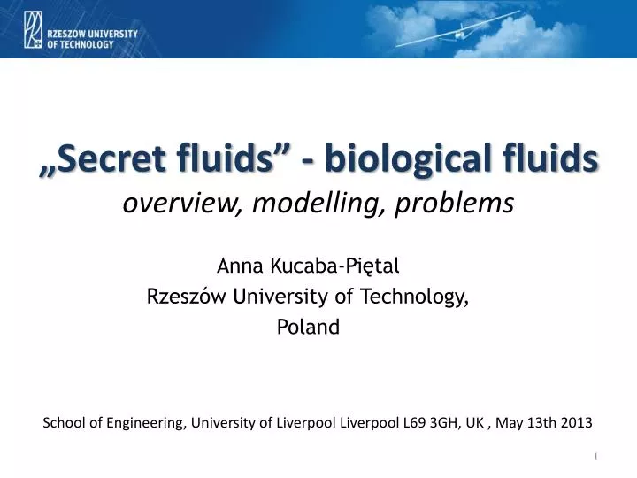 s ecret fluids biological fluids overview modelling problems